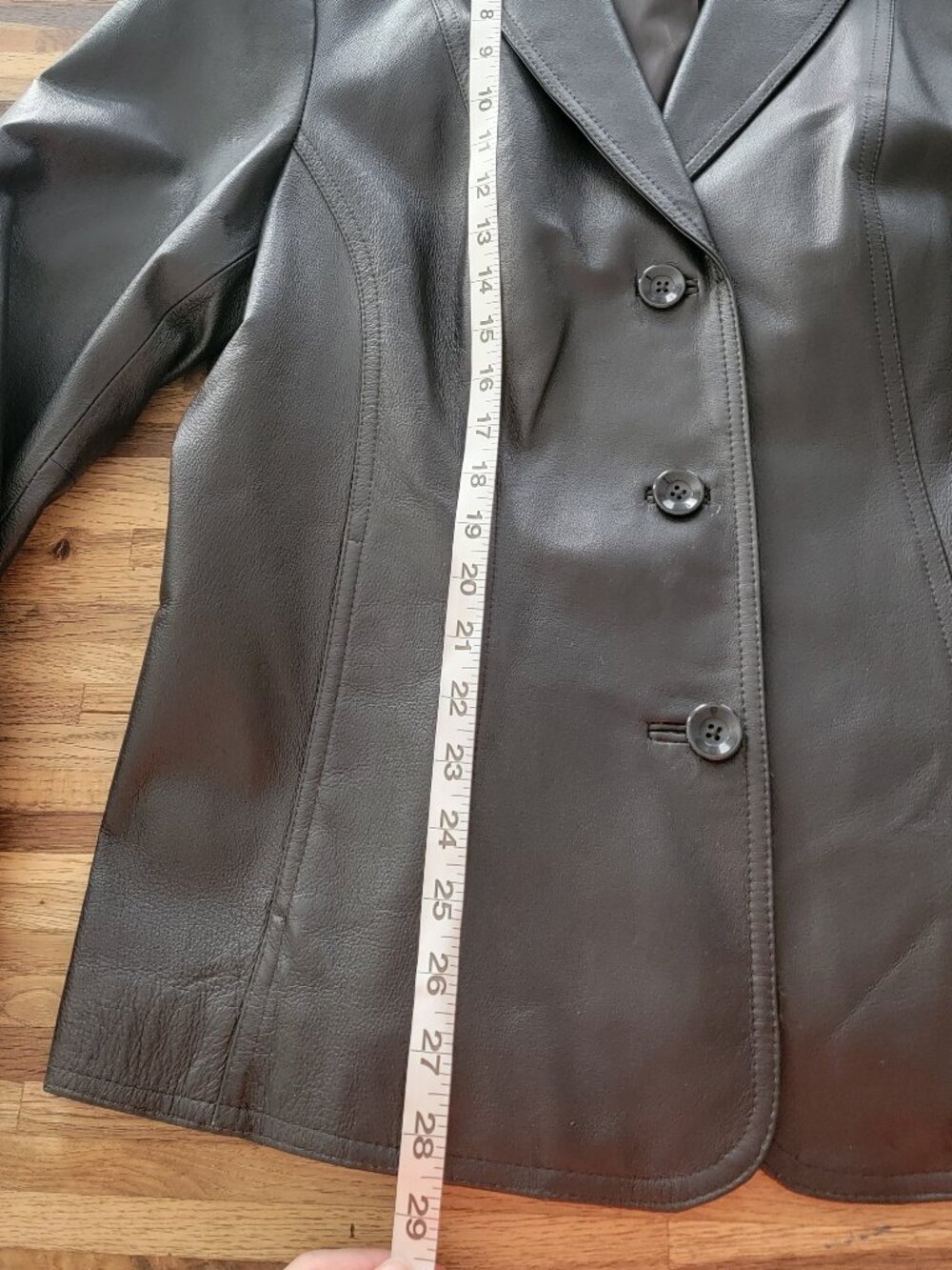 East 5th Brown Leather Collared 3 Button Blazer/Jacket - Picture 6 of 13